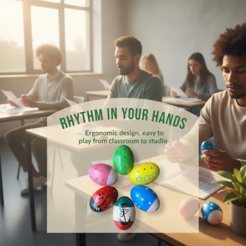 Musfunny Egg Shakers Percussion Instruments: 6Pcs Wooden Maracas | Hand Percussion Egg Shaker, Loud Resonant Sound Musical Instrument for Music Education Parties Classroom Rhythm - color: Colorful