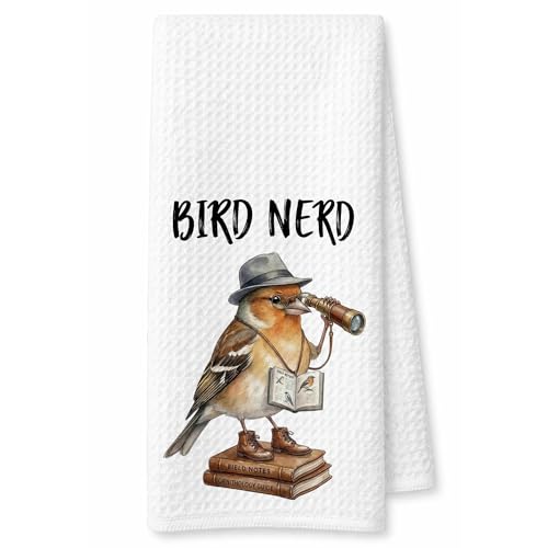 Funny Bird Gifts Kitchen Towels, Animal Nerd Decor Dish Towel, Bird Watching Lover Gag Gifts for Men Women Housewarming, 16x24