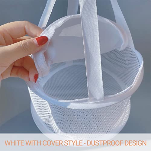 SooGree 2PCS Makeup Brush Dryer Hanging Mesh Rack Basket for Makeup Tool | For Makeup Tools Cleaning, Mini Cosmetic Brushes Sponges Drying Holder, Organizer, Beauty Egg Drying Net - color: White