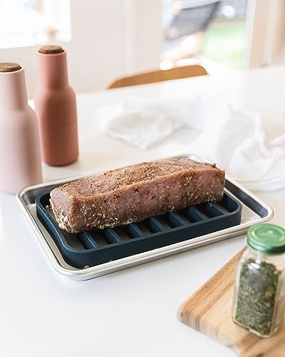 Silicone Roasting Rack Pan Extra Large, Dishwasher Safe, BPA Free, Non-Toxic, 7 in by 10.75 in, Navy, 2 Pack