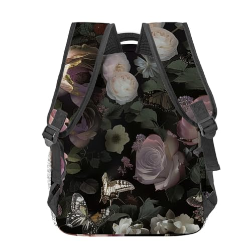 Dark Floral Butterfly Backpack Travel Backpacks Laptop Rucksack,School Bookbag for Women Kids Boys Girls,Flower Back Pack Accessories Bags,Ideal Gifts for Work, Outdoor Adventures - color: Color108