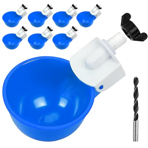 Chicken Waterer Cups, 8 Pack Blue Automatics Chicken Waterer | Professional Poultry Cups Suitable for Chicks, Duck, Turkey and Bunny Various Poultry, Compatible With Various Containers - color: Blue