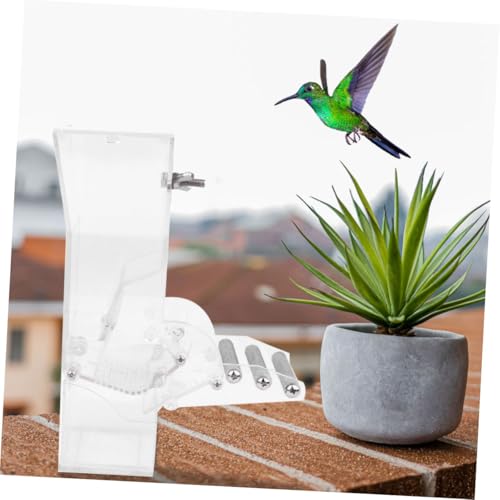 Tofficu Suction Cup Acrylic Bird Feeder for Seed Feeding No Spill Food Feeding Station with Hanging Design Suitable for Indoor and Outdoor Wild Birds
