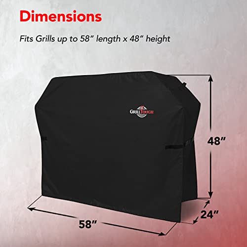 Heavy Duty BBQ Grill Cover for Outdoor Grill, 58 Inch, Black | Waterproof, Rip-Proof Fabric, Weather & UV Resistant, Fade Resistant, Adjustable Straps, Secure Fit for Outdoor Grills - color: Black, size: 58''L x 24''W x 48''H