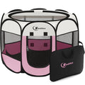 Sieidihit Dog Cat Pet Playpen Puppy Crate Cage Indoor Outdoor, Medium Pink | Nursing Rest Zone Recovering Pet Quarantine Room Portable Pop Up Easy to Set up lightweight Carrying Bag Wide applicability - color: Pink