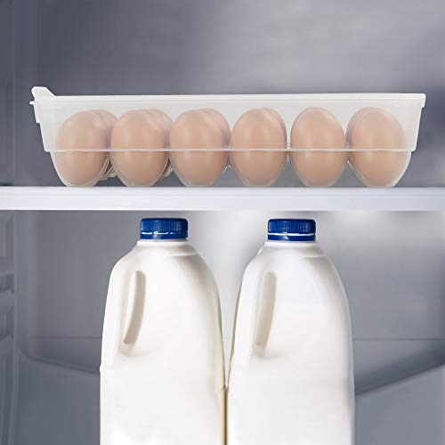 Bringer 4-Pack Clear Plastic Refrigerator Egg Containers, Egg Tray Holder | Fit 18 Eggs x 4 (72 Eggs), Deviled Egg Tray Carrier, Clear Stackable Egg Holder for Kitchen or Pantry Organizers and Storage