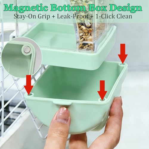 Automatic Bird Feeder Waterer Kit Bird Cage Hanging Waterer Parakeet Leak-Proof Feeder Parrot Vegetable Clips Cage Accessories for Budgies Lovebirds Finches Canaries Parrotlets Conures (Green) - color: Green