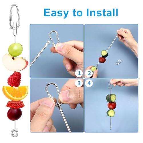 Zorfeter Bird Food Treats Skewer, 6 PCS, Stainless Steel | Parakeet Hanging Food, Fruit Vegetable Stick Holder, For Cockatoo Cockatiel Cage, Treating Tool