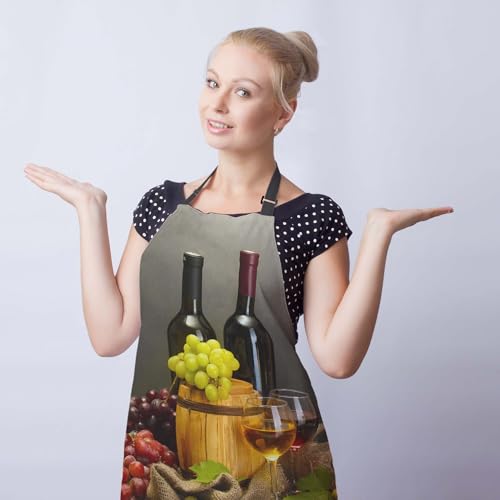 Garden Apron for Men Bottles and Glasses Pinafore Aprons for Women for Kitchen Cooking Restaurant BBQ Painting Crafting Gardening 27” (W) x 31” (H), Waterproof Aprons - color: Bottles and Glasses