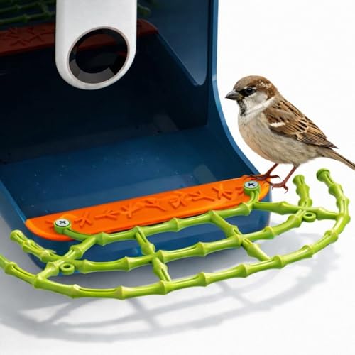 Bird Feeder Perch Extender Compatible with Bird Buddy, Bamboo-Style ABS | 9.21 x 4.33 x 0.43 in, two-screw mounting, dual side ports, wider landing area, improved full-body camera framing - color: Lime Green
