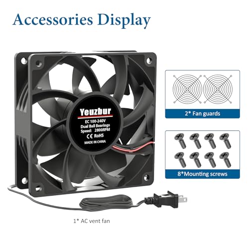 EC Axial Fan, Yeuzbur AC Vent Fan 110V 120V 240V Small Exhaust Fan 120mm x 38mm, for DIY Cooling Ventilation Exhaust Projects