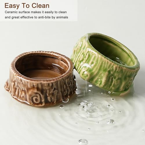 2 Pack Ceramic Hamster Food Bowl Anti-Tip Chew-Proof Water Dish | Tree Shape Bowl Easy to Clean & Heavy Duty Feeding Drinking Guinea Pig Bowl for Syrian Gerbil Mouse Chinchilla Hedgehog
