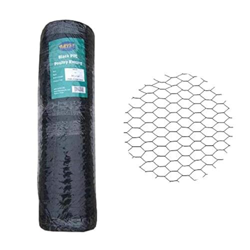 PVC Hexagonal Poultry Netting Chicken Wire 36" x150' x 1" Mesh 20GA Black - size: 36"x150'-1" 20GA