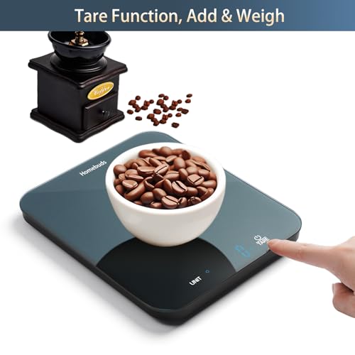 Homebuds Food Scale, 33lb/15kg Digital Kitchen Scale, Weight Grams and Ounces in 1g/0.1oz Precision for Baking and Cooking, LED Display, 3*AAA Batteries Included, Tempered Glass, Blue - color: Blue