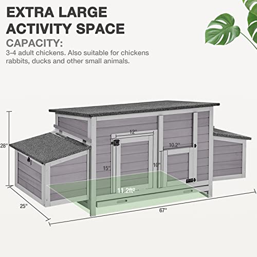 Chicken Coop Large Expandable Chicken House for Outdoor with Two Nesting Box, Leakproof Pull-on Tray and UV-Resistant Roof Panel