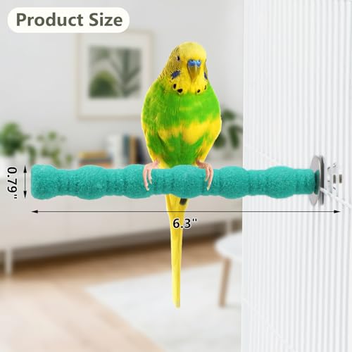 Litewoo Pet Bird Perch Parrot Rough-surfaced Stand Toy Branch Nature Wood Quartz Sand Branches Nail Perch for Small Medium Birds Cockatiel Parakeet Conure Cage Accessories (Green, 6.3in) - color: Green, 6.3in