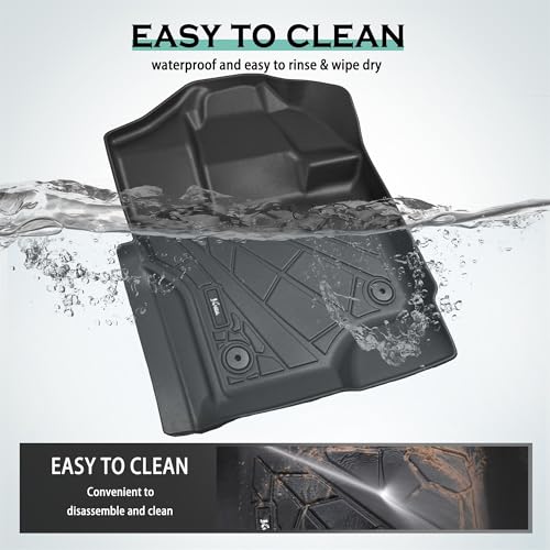 KARPAL Floor Mats for 2015-2025 2026 Ford F-150 SuperCrew (Includes 2022-2026 Lightning), Custom Fit TPE All Weather Ford F150 Accessories 1st & 2nd Row Floor Liner