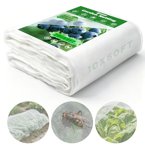10 X 60FT Garden Mesh Netting Ultra Fine Mesh Netting Pest Barrier, Insect Bug Bird Netting for Vegetables Fruit Flower Garden Protection, Thickened 60 Mesh Row Covers Fabric Screen from Birds Bugs - size: 10FT X 60FT