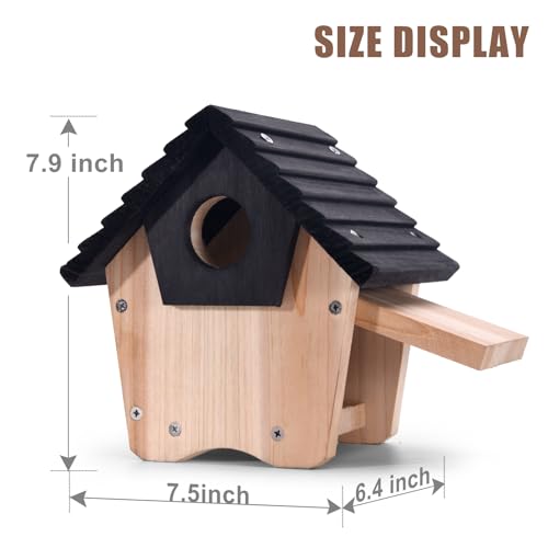 Unassembled DIY Wooden Bluebird House Kit with Predator Guard - Hanging Outdoor Wild Bird Nesting Box for Garden, Backyard, Courtyard - Attracts Bluebird, Finch, Cardinal, Wren