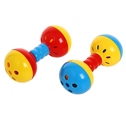 QBLEEV 2 Pack Parakeets Conures Foot Toys, Bird Rattles Bells Play Gym Toy | Durable & soft enrichment barbell thrown ruber ball, activity center cage accessories for indian ringneck african quaker - style: Rattles Bells Foot Bird Toys