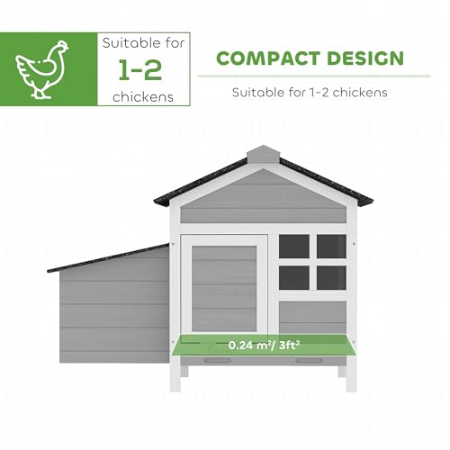 PawHut Chicken Coop Outdoor Weatherproof for 1-2 Chickens 36" x 25" x 27" | Wooden Duck House, Nesting Box, Pull-Out Metal Tray, Rabbits Ducks, Poultry Cage Rabbit Hutch, Backyard Farm