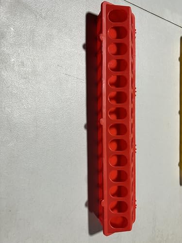 Flip Top Poultry Quail Pheasant Feeder Trough Large Baby Chick Plastic Feeder No Waste Spill Proof for Birds (Red) - color: Red