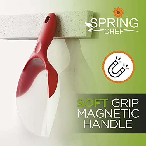 Spring Chef Magnetic Ice Scoop for Freezer, BPA-Free Food Scooper, Red | Flexi-Plastic Popcorn Scoop with Soft Grip Handle - Dishwasher Safe Ice Scooper - Food Scooper for Flour, Grains, Pet Food - color: Red