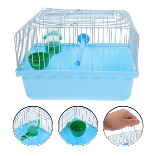 Toddmomy Portable Bird Cage with Perch Food Box Water Dispenser Spacious Travel Carrier for Parrots Lovebirds Small Birds 9.29X6.57X6.29 Inches - color: Blue