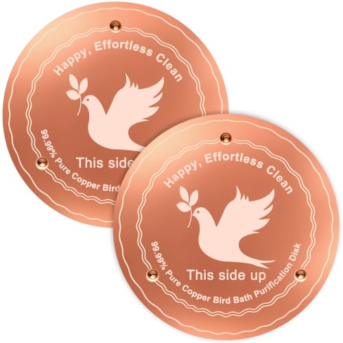 Yeomi 2-Pack Bird Bath Copper Disk, 99.99% Pure Copper Water Purification Plate with Triple-Point Support, 4 Inch 0.6mm Thick Chemical-Free Natural Cleaner Copper Bird Bath for Outside, All-Season Use - color: 2pack
