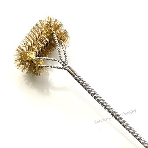 SUNRISE Fryer Brush with Long Handle (Brass, Double Brush) - color: Brass, size: Double Brush