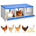 GarveeLife 3 Compartment Chicken Nesting Box,Heavy Duty Galvanized Steel Rustproof Laying Box for Hens Ducks,Anti-Peck Rustproof Nest Boxes 37.8" l x 18.9" w x 15.75" h Blue