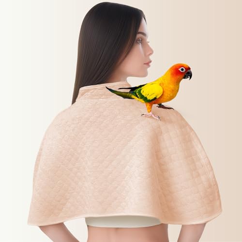 Parrot Anti-Scratch Shoulder Protector - Reusable Bird Diaper & Soft Cotton Bird Cape for Macaws, Cockatiels, Conures, Parakeets, Lovebirds and Finches (Light Yellow, Large)