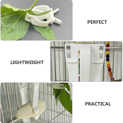 ULTECHNOVO 4pcs Parrot Vegetable Clips Plastic Fixed Clamps for Bird Cage Feeding Device Holders Suitable for Small Birds to Hold Cuttlefish Bone and Snacks