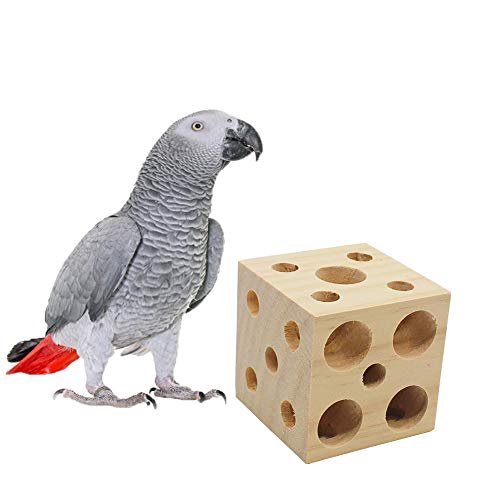 QBLEEV Bird Wooden Block Puzzle Parrot Chicken Foraging Toys, Small Animal Shredding Teething Parakeet Cockatiel Conure Budgie Cage Toys - size: L-3.15“