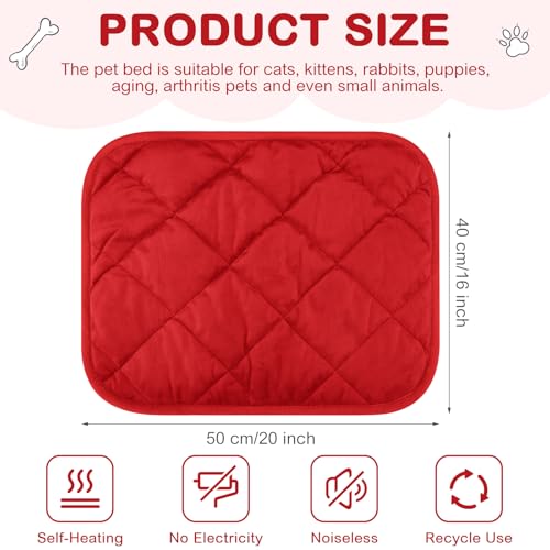 4 Pack Self Heating Cat Pad Self Warming Dog Mat Reflects Body Heat Extra Warm Thermal Pet Pad Washable Dog Cat Bed Crate Bed Mat Blanket (16 x 20 Inch,Red) - color: Red, size: 16 x 20 Inch