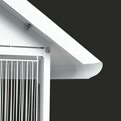 PawHut Wrought Metal Bird Cage Feeder with Rolling Stand Doors 67" H White | Perches, Food Containers, Wheels