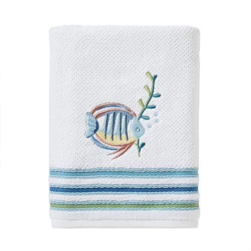 SKL Home Ocean Watercolor Bath Towel, White - color: Ocean Watercolor, style: Bath Towel