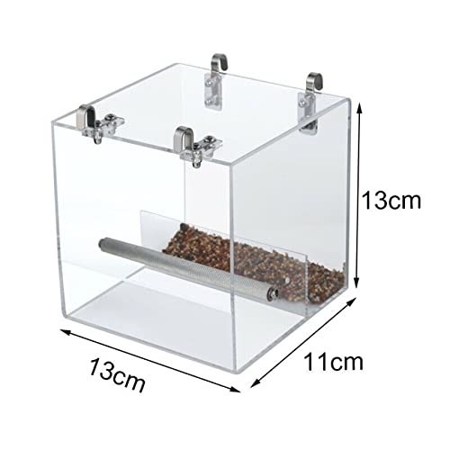 Automatic Bird Feeder No Mess Bird Cage Pet Feeder Seed Food Container for Parakeet Canary Cockatiel Parrot Finch Canary Acrylic (5.1 x 5.1 x 4.3 inch) - size: 5.1 x 5.1 x 4.3 inch