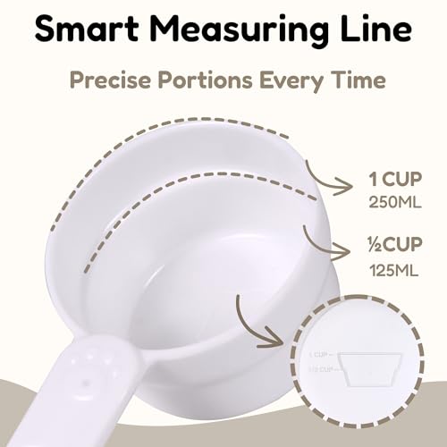 1 Cup Dog Food Scoop, Extra Long Handle Sturdy Melamine Pet Food Measuring Scoop with Clear Marking Lines, BPA-Free, Shatterproof, Dishwasher Safe (White, 1 Cup) - color: White, size: 1 Cup