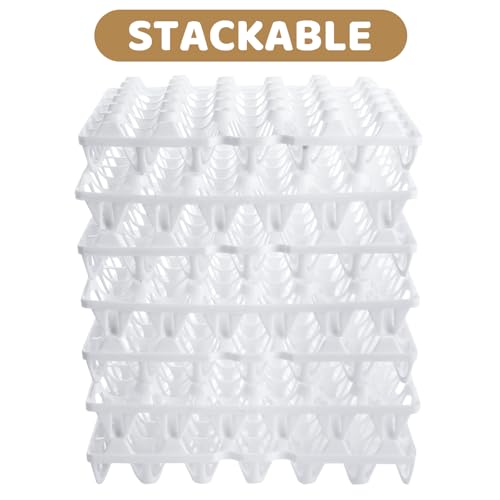 12 Pack Plastic Egg Tray Egg Crates, Stackable Egg Cartons Flats Each Holds 30 Eggs, Bulk Egg Trays for Home Chicken Farmers to Packing, Storage, Shipping Eggs - White