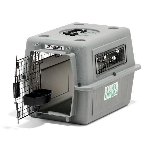 Petmate Sky Kennel For Air and Travel Airline Compliant Dog Crate for Smaller Dog Breeds or Pets up to 15 lbs, Heavy Duty Dog Kennel, Made in the USA- 21" L | Travel carrier made in USA, durable hard shell, secure door, great for air and road trips, safe