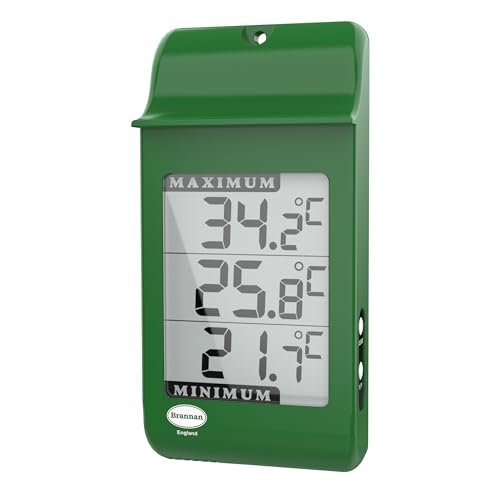 Digital Max Min Greenhouse Thermometer - Monitor Maximum and Minimum Temperatures for Use in The Garden Greenhouse or Home & Can Be Used Indoor or Outdoor Easily Wall Mounted