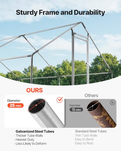 VEVOR Large Metal Chicken Coop,9.8 x 9.8 x 6.6 ft, Walk-in Chicken Run House with Waterproof Cover & Sturdy Frame, Spire Roof Poultry Cage Duck Pen for Rabbit Hen Goose Outdoor Backyard Farm Use - size: 118.1"L x 118.1"W x 78.7"H