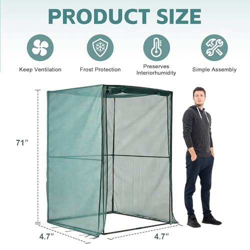 4x4FT Plant Netting Cover – 6FT Tall Garden Bird & Animal Cage for Vegetables & Fruits, Durable Mesh with Steel Frame and 4 Stakes