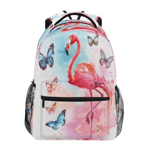 Butterflies Flamingo Backpack School Bag Travel Daypack for Boys Girls - color: Multicolor 7