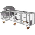 Aivituvin Extra Large Chicken Coop with Run for 6-10 Chickens | Outdoor Reinforced Wooden Hen House with 6 Nesting Boxes, Easy Clean Pull-Out Tray, Waterproof Asphalt Roof - Grey, 118"L - size: 118.0"L x 56.7"W x 49.5"H