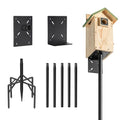 92" Bird Feeder Stand Heavy Duty 1" Outdoor Birdhouse Pole Mount | Reinforced 5-prong solid anchor base with dual mounting platforms, weather-resistant support post for weather station & yard - size: 92 Inch-No Baffle