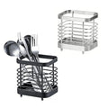 2 PCS Utensil Holder Stainless Steel Drying Rack Flatware Drainer Caddy | Kitchen Counter Cutlery Silverware Forks, Knives, Spoons, Chopsticks Organizer (Black, Silver)
