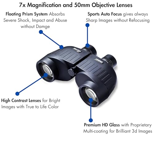 Steiner Marine Binoculars for Adults and Kids, 7x50 Binoculars for Bird Watching, Hunting, Outdoor Sports, Wildlife Sightseeing and Concerts - Quality Performance Water-Going Optics, Black