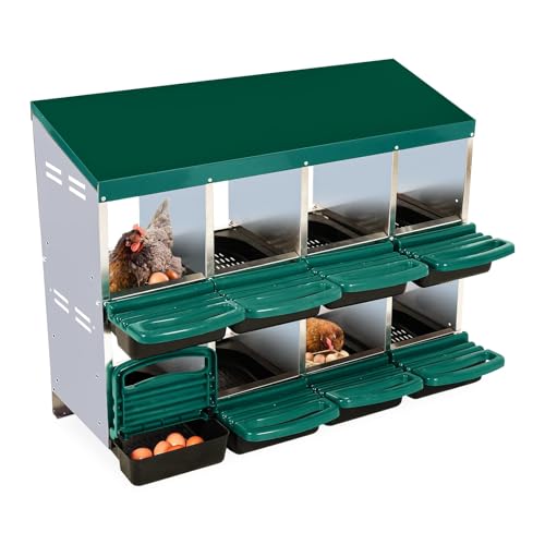 Chicken Nesting Box,8 Compartment Roll Away Nesting Box for Laying Eggs,Wall Mount Chicken Nesting Boxes,Easy Egg Collection,Cleanable Pull Out Hen Roosting Boxes 8 Hole - color: green, size: 8 holes